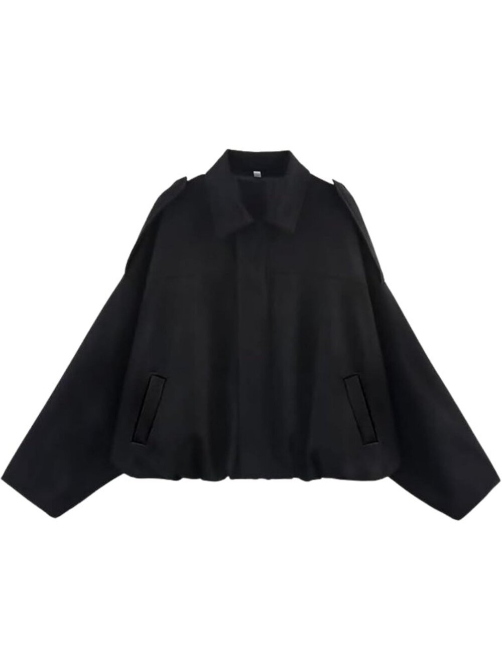 Women's Black Faux Suede Long Sleeve Oversized Bomber Jacket Coat